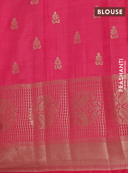 Semi raw silk saree dark pink with allover zari woven 1000 buttas and long zari woven border