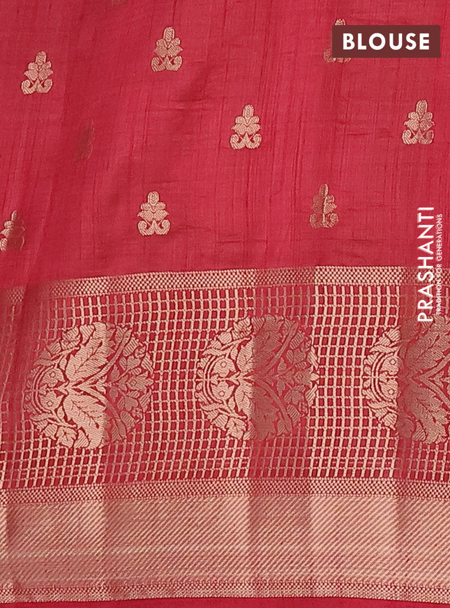 Semi raw silk saree maroon with allover zari woven 1000 buttas and long zari woven border
