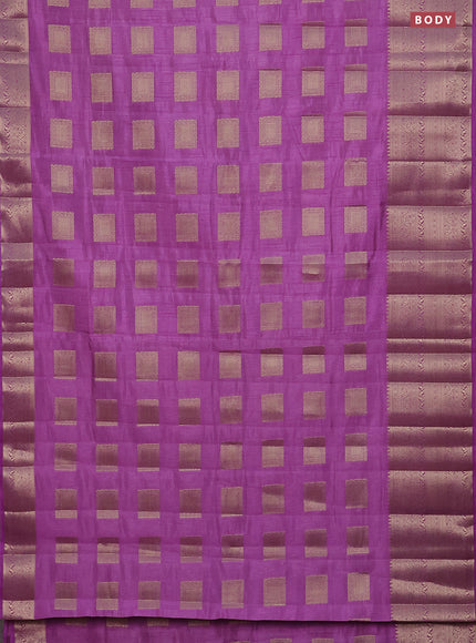 Semi raw silk saree lavender with zari woven box type buttas and long zari woven border