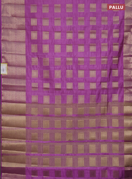 Semi raw silk saree lavender with zari woven box type buttas and long zari woven border