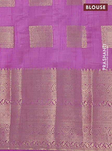 Semi raw silk saree lavender with zari woven box type buttas and long zari woven border