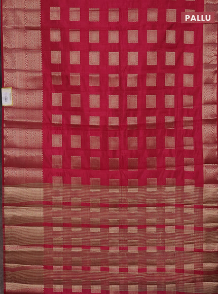Semi raw silk saree pink with zari woven box type buttas and long zari woven border