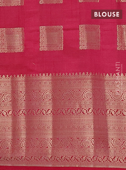 Semi raw silk saree pink with zari woven box type buttas and long zari woven border