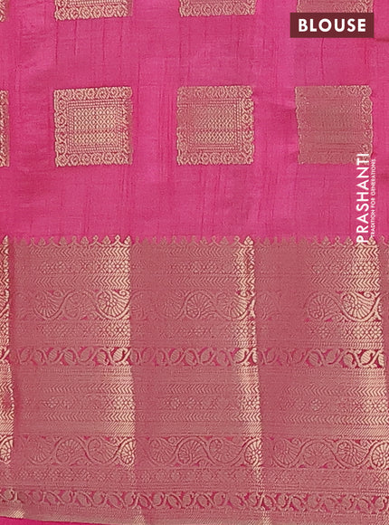 Semi raw silk saree pink with zari woven box type buttas and long zari woven border