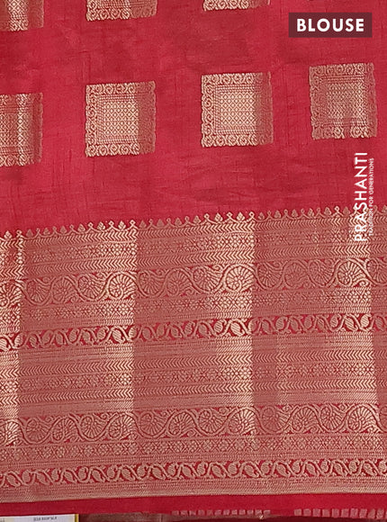 Semi raw silk saree maroon with zari woven box type buttas and long zari woven border