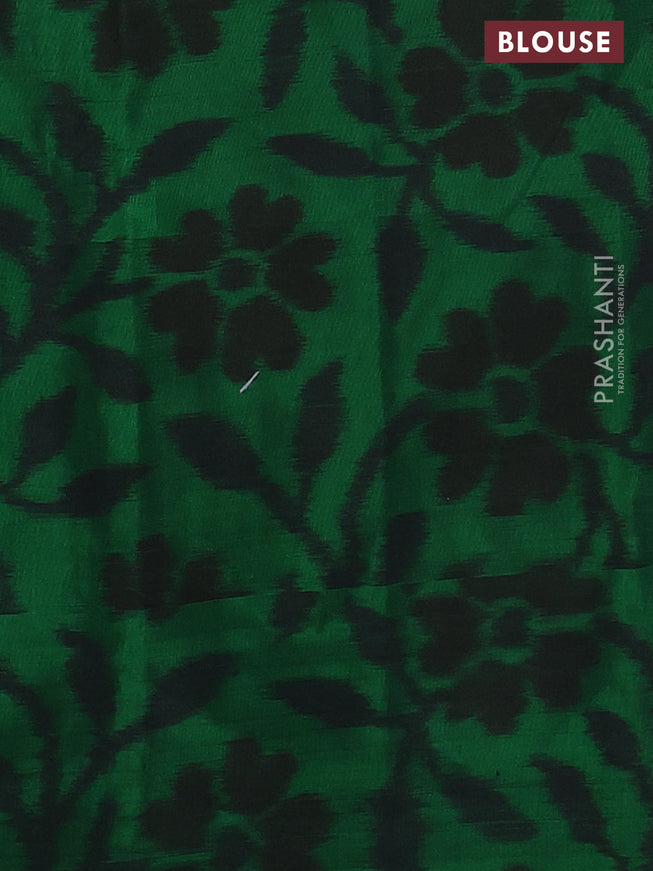 Ikat soft silk saree dark pink and green with zari woven buttas and ikat style border