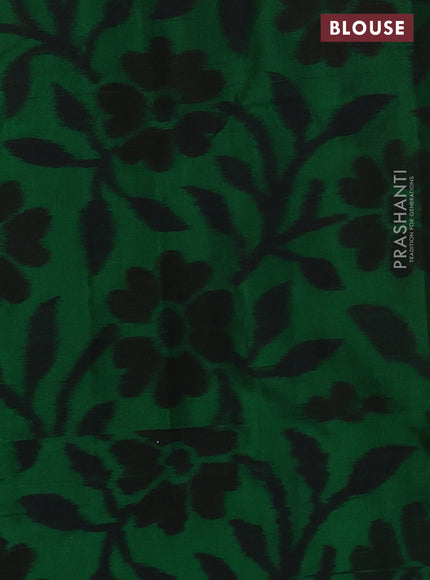 Ikat soft silk saree mango yellow and green with allover zari woven buttas and ikat style border