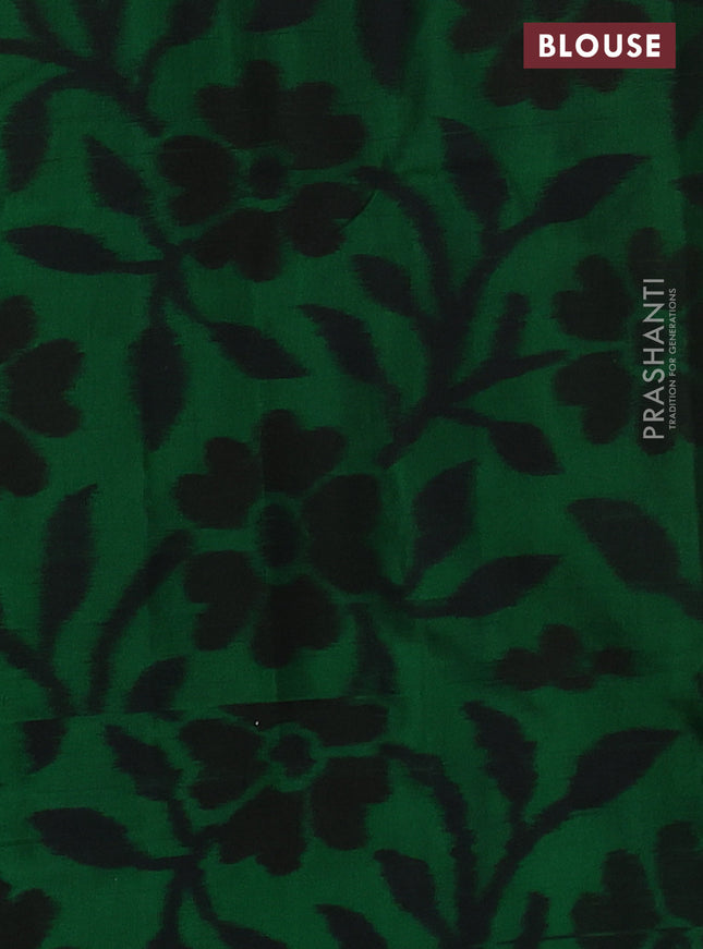 Ikat soft silk saree mango yellow and green with allover zari woven buttas and ikat style border