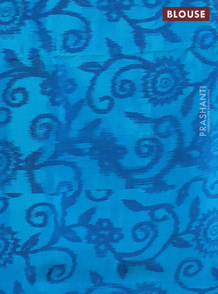 Ikat soft silk saree dark blue and cs blue with allover zari woven buttas and ikat style border