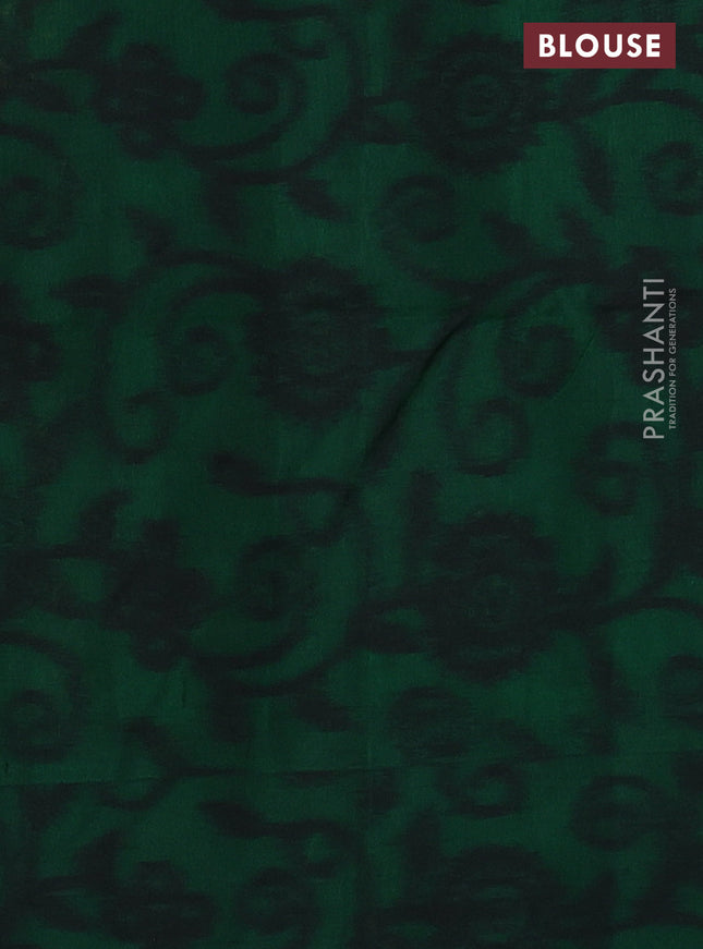 Ikat soft silk saree mango yellow and green with allover zari woven buttas and ikat style border