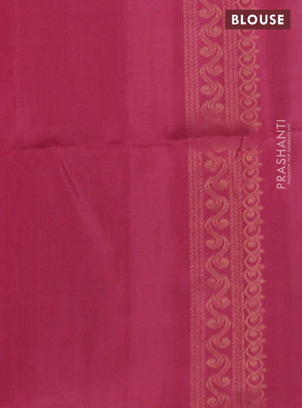 Ikat soft silk saree beige and pink shade with allover ikat weaves & floral zari buttas in borderless style