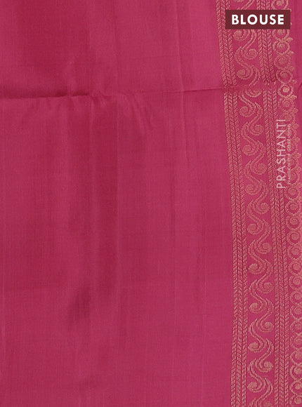 Ikat soft silk saree pastel peach and pink with allover ikat weaves & floral zari buttas in borderless style