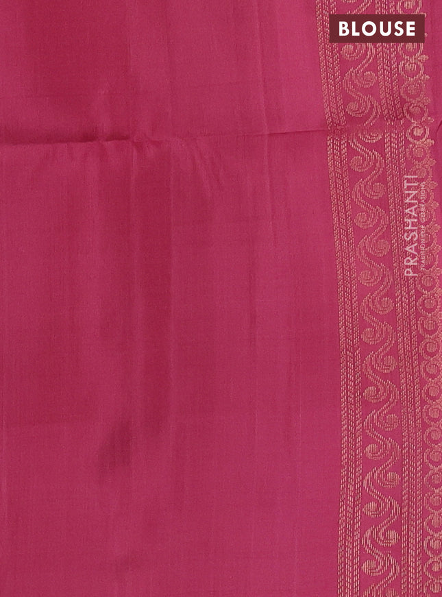 Ikat soft silk saree pastel peach and pink with allover ikat weaves & floral zari buttas in borderless style
