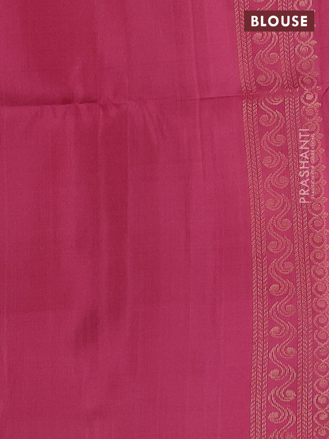 Ikat soft silk saree pastel peach and pink with allover ikat weaves & floral zari buttas in borderless style