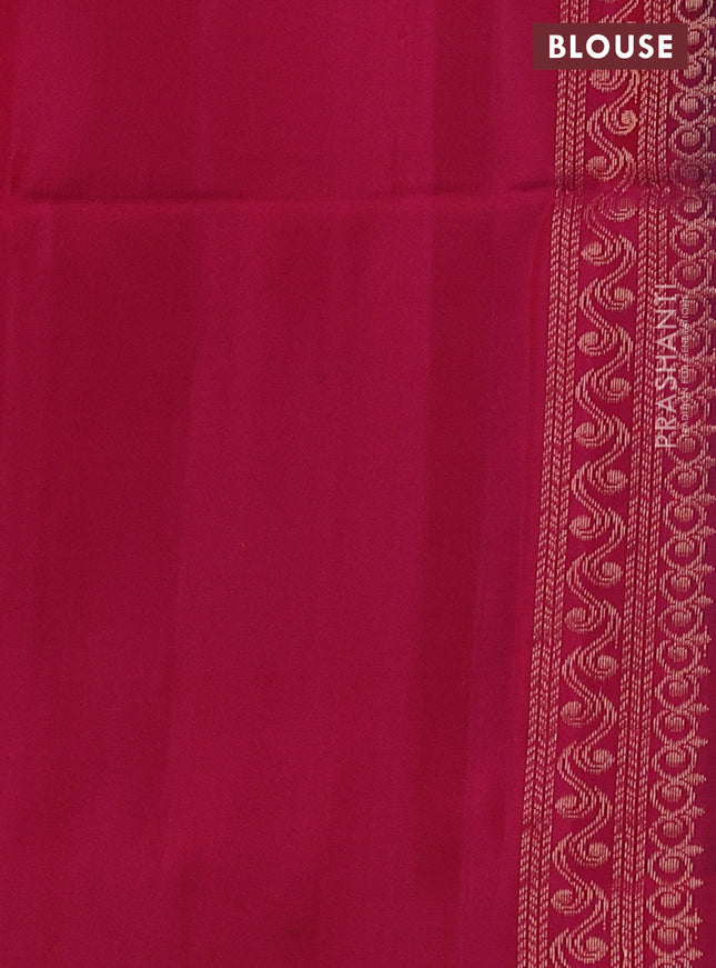 Ikat soft silk saree dual shade of bluish green and pink with allover ikat weaves & floral zari buttas in borderless style