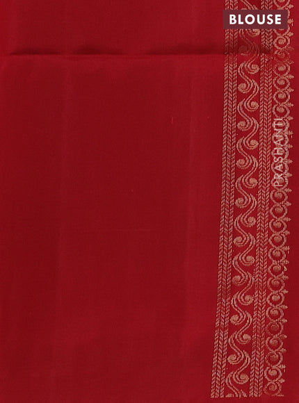 Ikat soft silk saree black and red with allover ikat weaves & floral zari buttas in borderless style