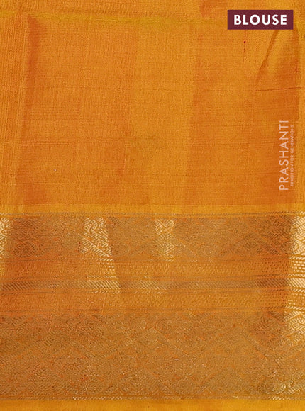 Ikat soft silk saree bottle green and yellow with allover ikat weaves and zari woven border