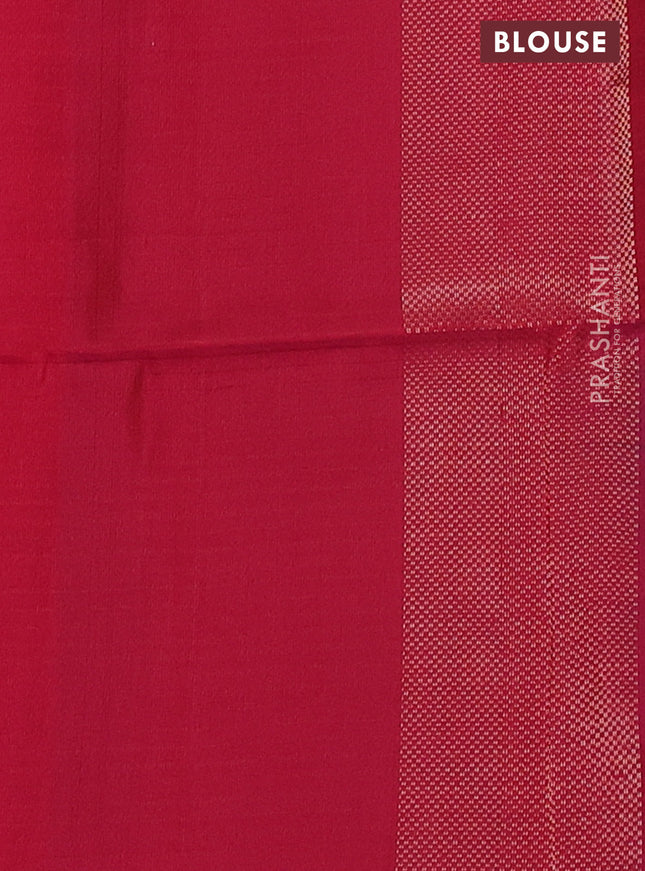 Ikat soft silk saree dual shade of bluish green and reddish pink with allover ikat weaves & zari buttas in borderless style