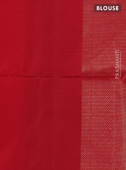 Ikat soft silk saree dark green and red with allover ikat weaves & zari buttas in borderless style