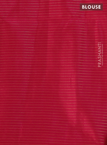 Ikat soft silk saree green and pink with allover zari checks & ikat weaves in borderless style