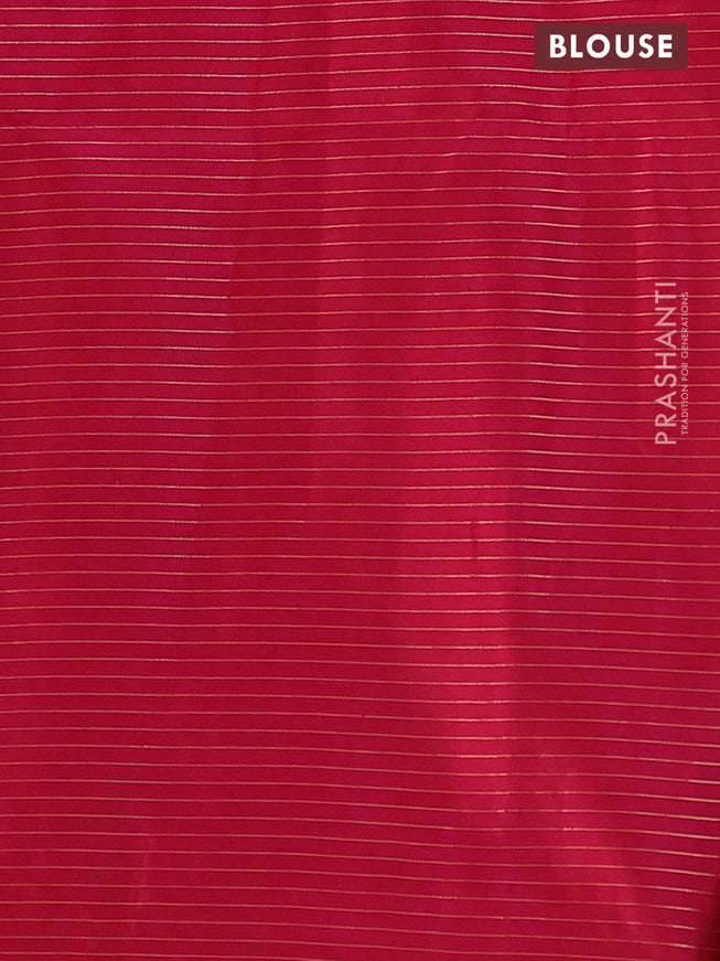 Ikat soft silk saree green and pink with allover zari checks & ikat weaves in borderless style