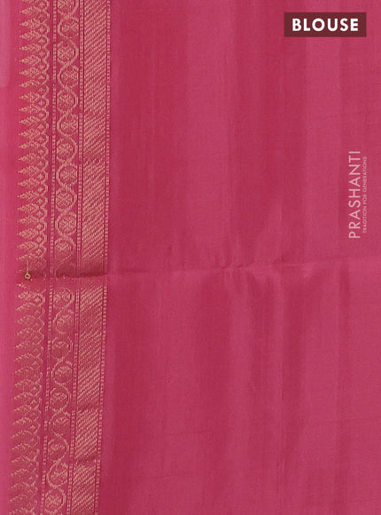 Ikat soft silk saree dual shade of teal bluish green and pink shade with allover ikat weaves & zari buttas in borderless style