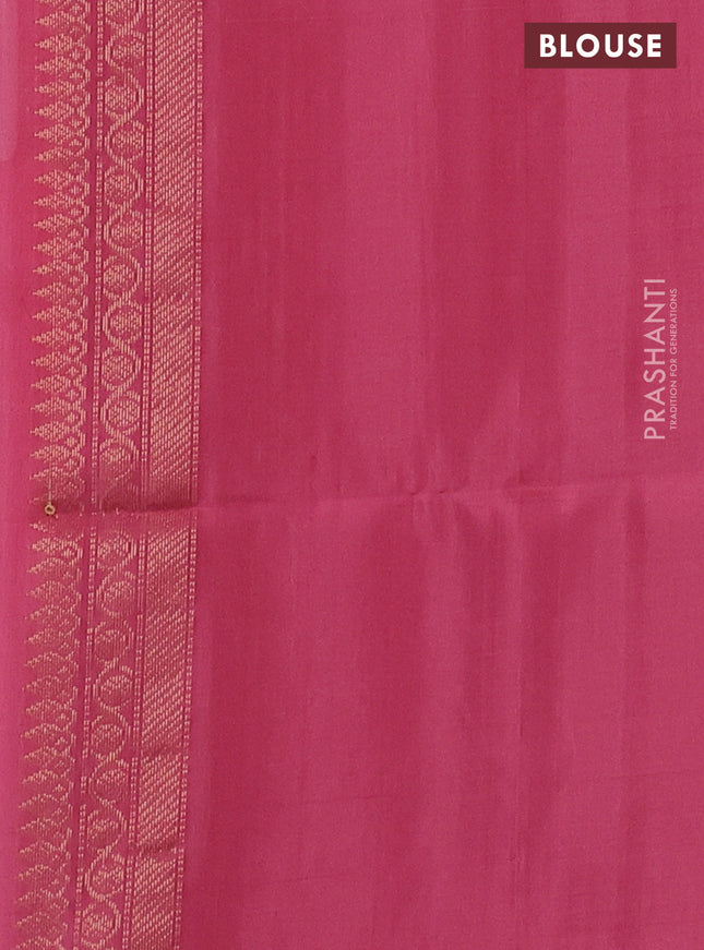 Ikat soft silk saree dual shade of teal bluish green and pink shade with allover ikat weaves & zari buttas in borderless style