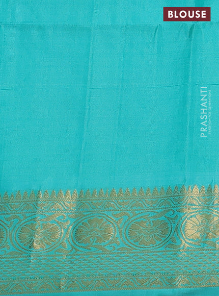 Ikat soft silk saree magenta pink and teal green with allover ikat weaves and zari woven border