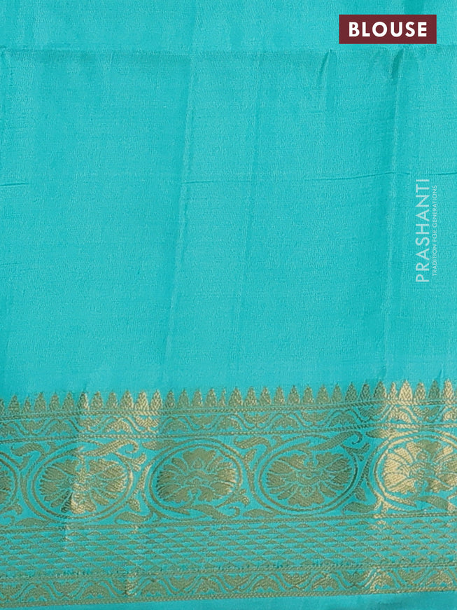 Ikat soft silk saree magenta pink and teal green with allover ikat weaves and zari woven border