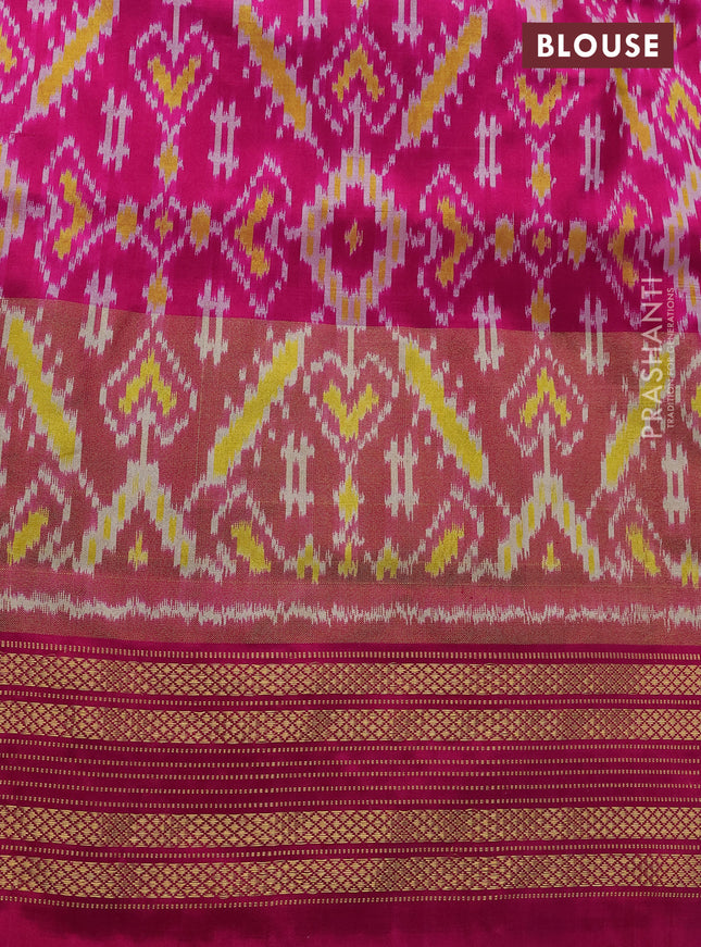 Pochampally silk saree violet and pink with allover ikat prints and zari woven border