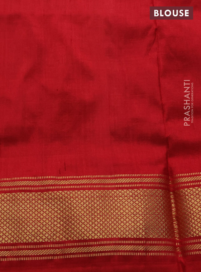 Pochampally silk saree multi colour and red with allover ikat prints and zari woven border