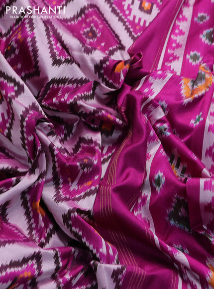 Pochampally silk saree purple and grey with allover ikat prints and zari woven border