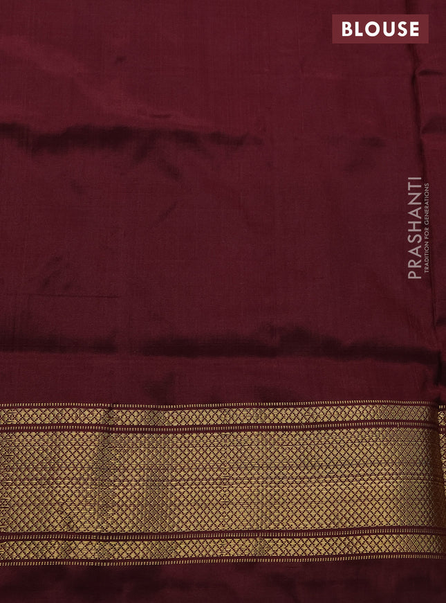 Pochampally silk saree pale yellow and wine shade with allover ikat prints and zari woven border