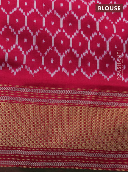Pochampally silk saree navy blue and pink with plain body and zari woven border
