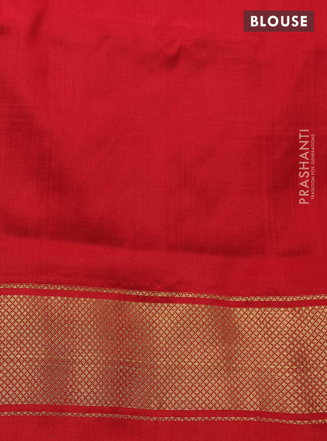 Pochampally silk saree violet and red with allover ikat prints and zari woven border