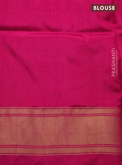 Pochampally silk saree orange and pink with allover ikat prints and zari woven border