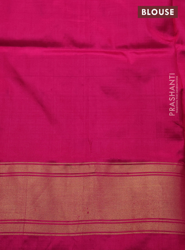 Pochampally silk saree orange and pink with allover ikat prints and zari woven border