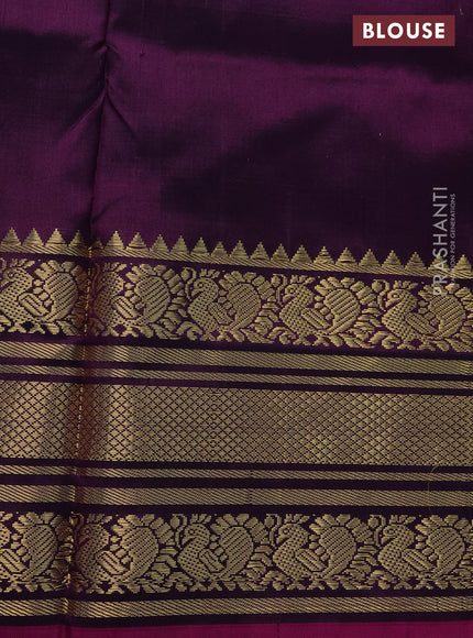 Pochampally silk saree cs blue and deep purple with allover ikat prints and annam zari woven border