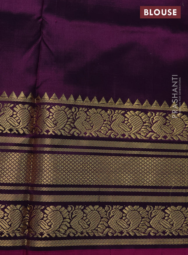 Pochampally silk saree cs blue and deep purple with allover ikat prints and annam zari woven border