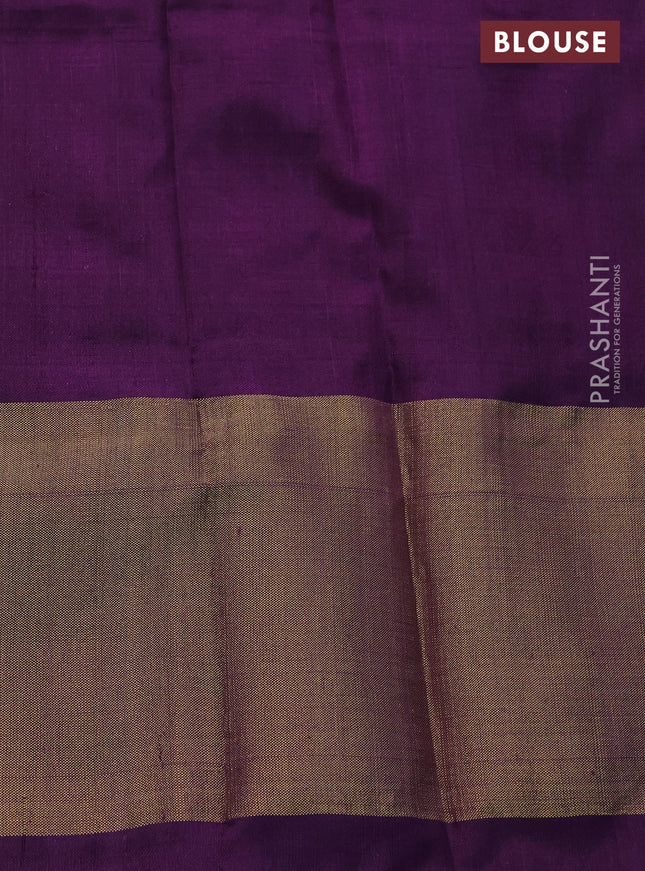 Pochampally silk saree pale orange and violet with allover ikat butta weaves and zari woven ikat style border