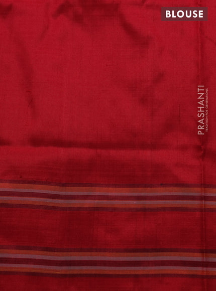 Pochampally silk saree red and violet with allover ikat prints and simple border