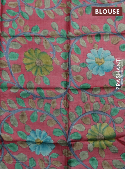 Tussar hand painted blouse piece maroon with allover kalamkari prints