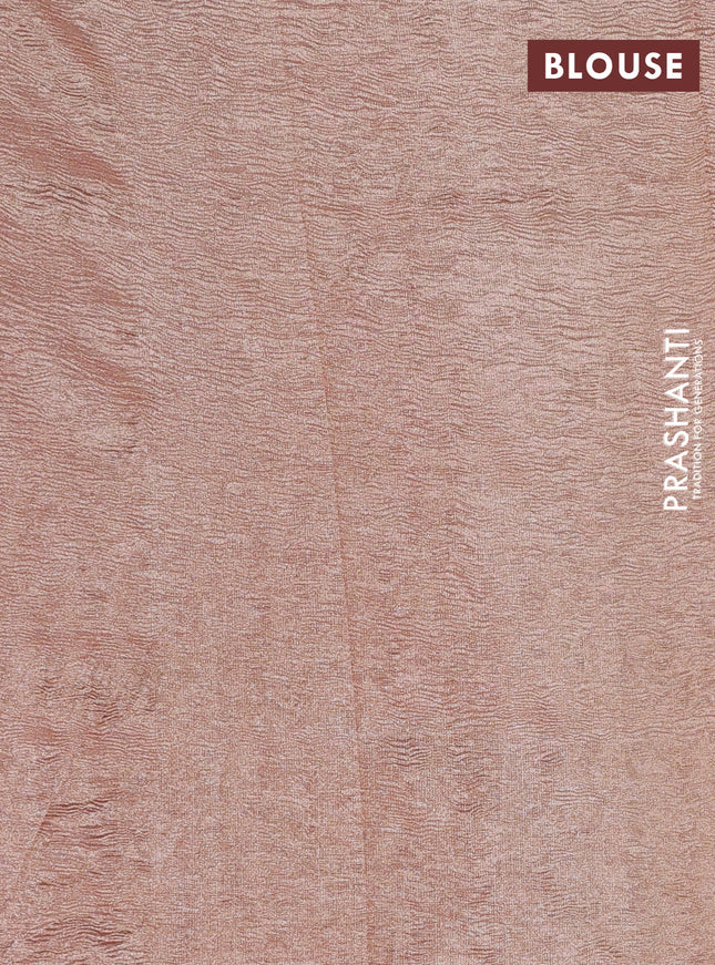 Munga silk saree pastel pink with allover zari woven stripes pattern in borderless style