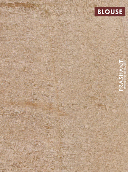 Munga silk saree pale yellow and multi colour with allover zari woven stripes pattern in borderless style