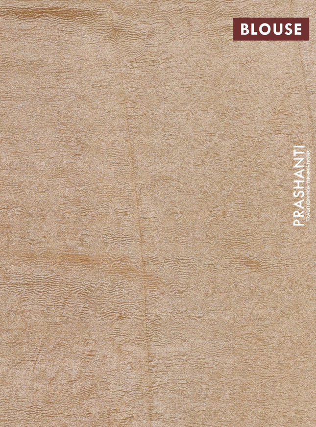 Munga silk saree pale yellow and multi colour with allover zari woven stripes pattern in borderless style