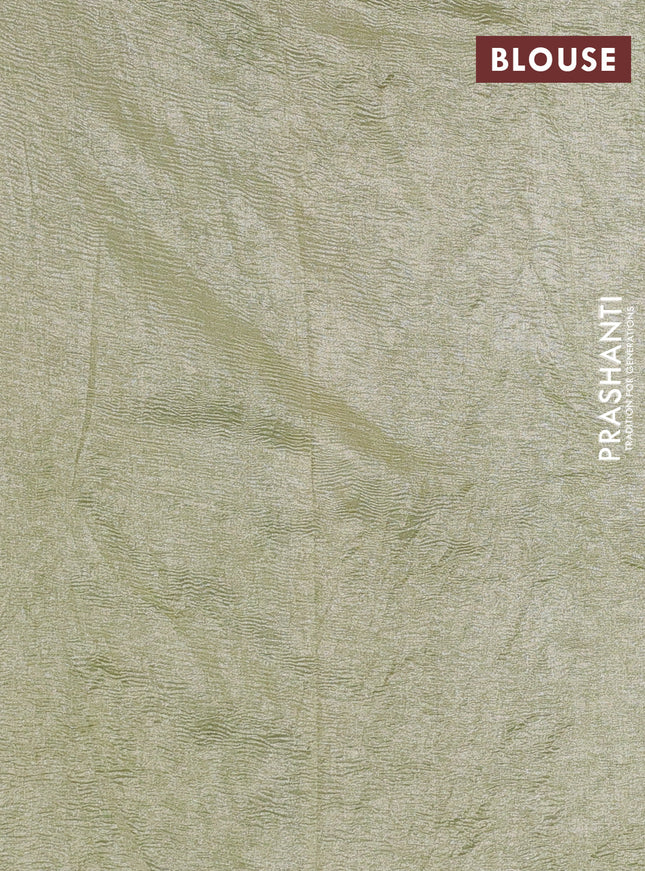 Munga silk saree pastel green and pastel blue with allover zari woven stripes pattern in borderless style