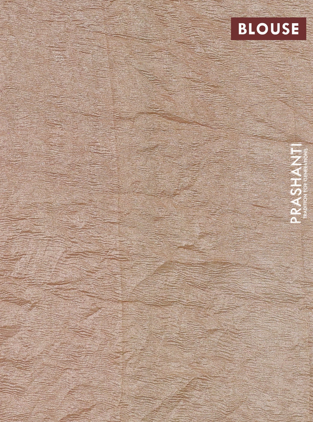 Munga silk saree pastel pink and sandal with allover zari woven stripes pattern in borderless style