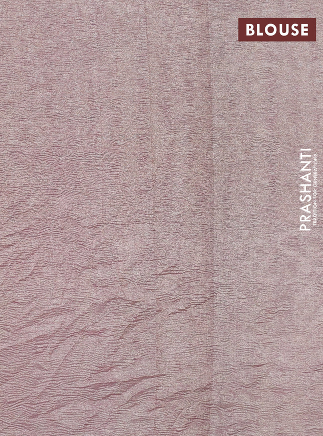 Munga silk saree pastel pink and sandal with allover zari woven stripes pattern in borderless style