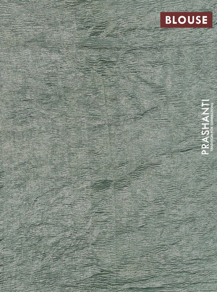 Munga silk saree teal blue with allover zari woven stripes pattern in borderless style