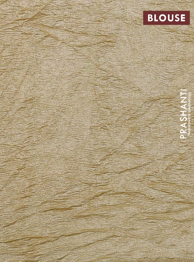 Munga silk saree sandal with allover zari woven stripes pattern in borderless style